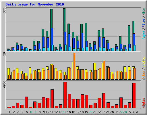 Daily usage for November 2010