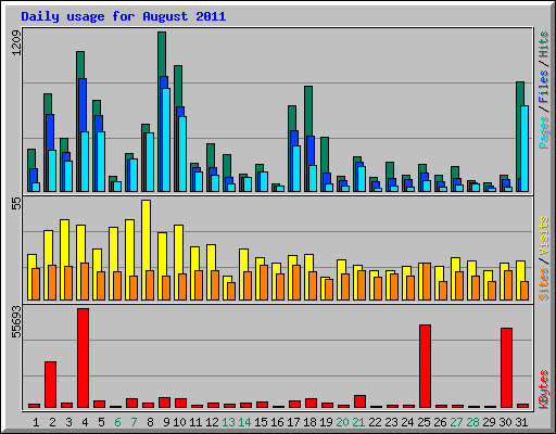 Daily usage for August 2011