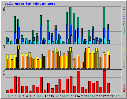 Daily usage for February 2013
