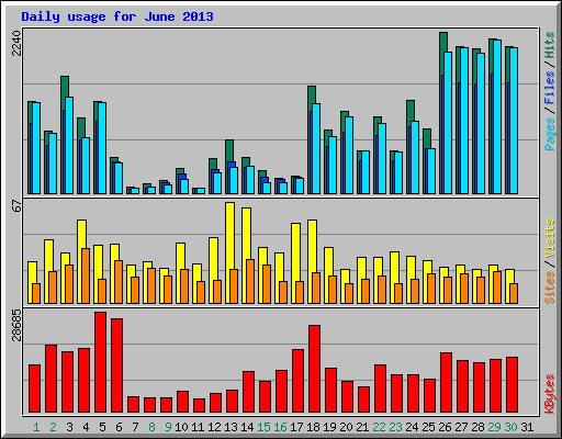 Daily usage for June 2013