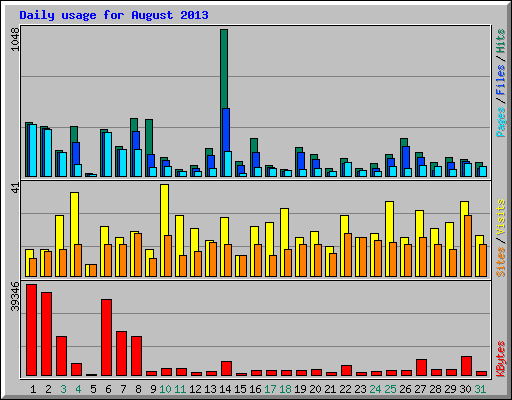 Daily usage for August 2013