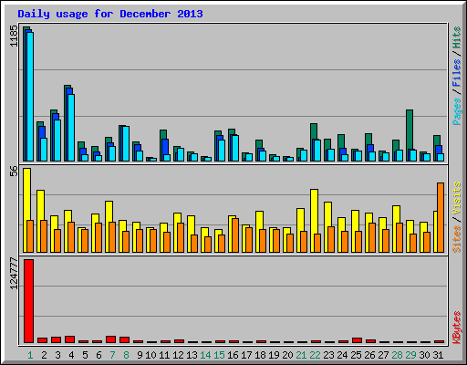 Daily usage for December 2013