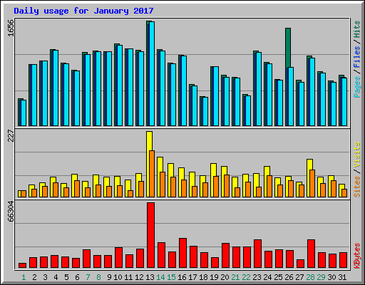 Daily usage for January 2017
