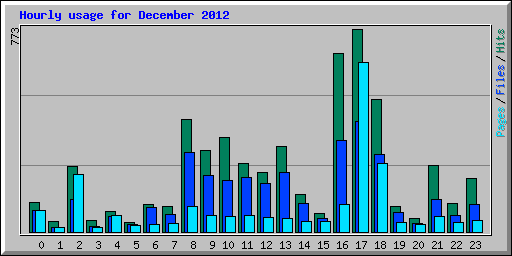 Hourly usage for December 2012