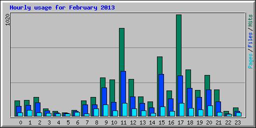 Hourly usage for February 2013